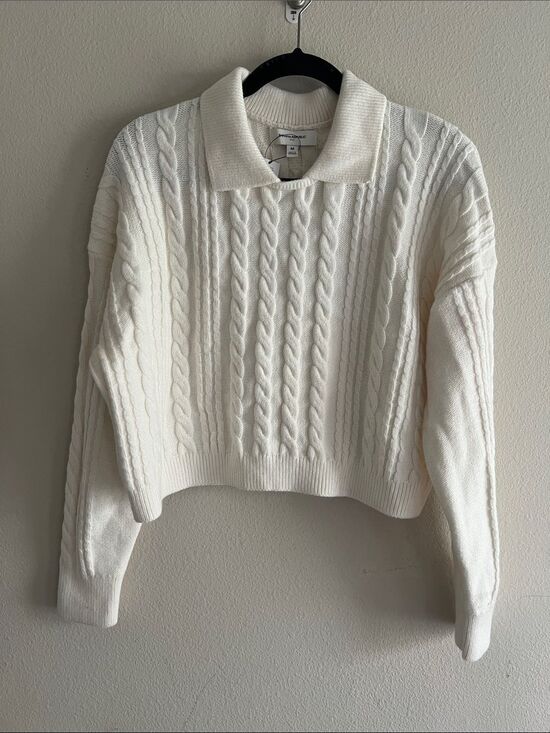 Banana Republic Sweaters - NWT Banana Republic Perfectly Soft Cable Knit Collared Sweater Ivory M